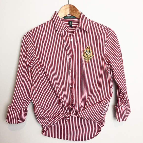 Ralph Lauren Tops - Lauren Ralph Lauren Crest Stripe Button Shirt